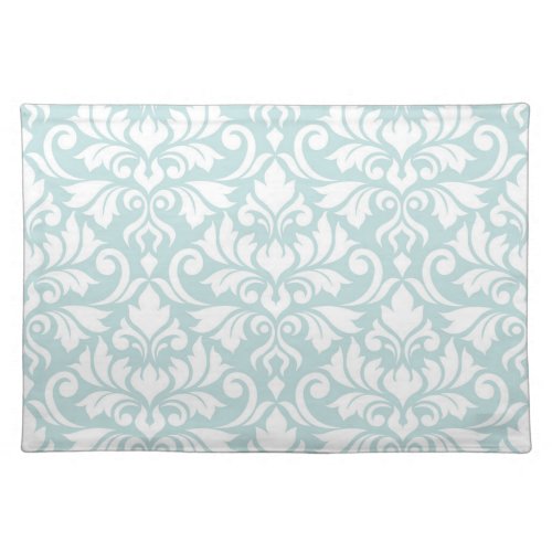 Flourish Damask Lg Pattern White on Duck Egg Blue Placemat