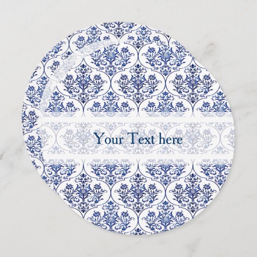 Flourish Damask Pattern - blue (Front/Back)