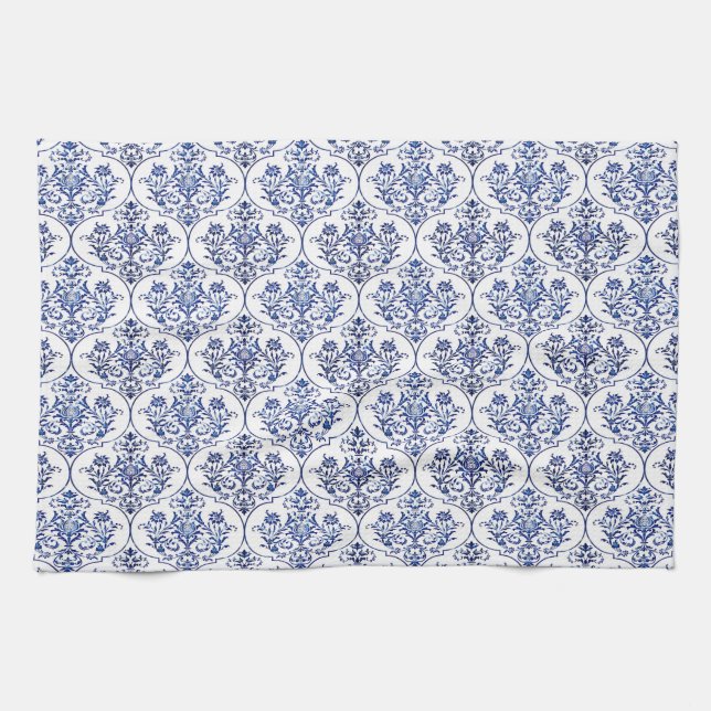 Flourish Damask Pattern - blue Towel (Horizontal)