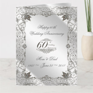 Happy 60th Anniversary Card Diamond, 2 Love Birds, Zazzle