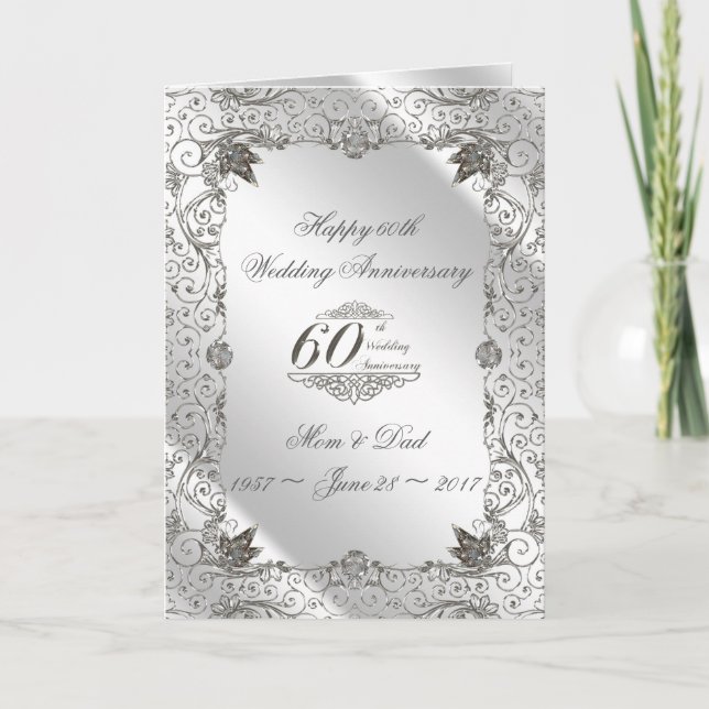 Flourish Diamond 60th Anniversary Greeting Card (Front)