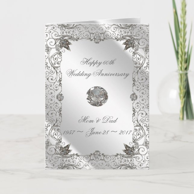 Flourish Diamond 60th Anniversary Greeting Card (Front)