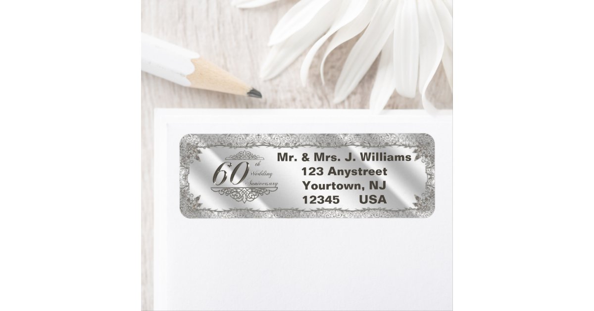 Flourish 60th Diamond Wedding Anniversary Invite, Zazzle