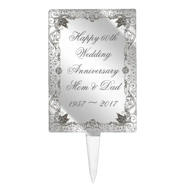 Flourish 60th Diamond Wedding Anniversary Invite, Zazzle