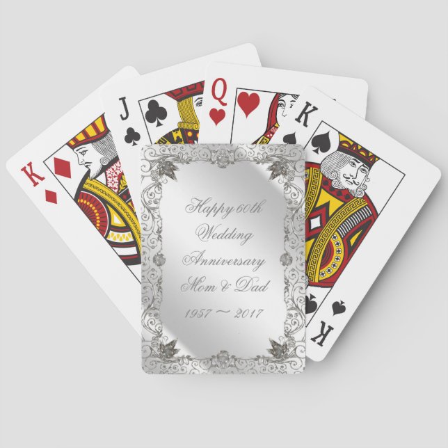Flourish Diamond Wedding Anniversary Poker Cards (Back)