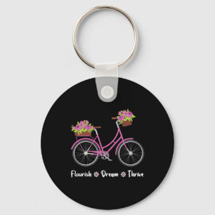 Flourish Dream Thrive Floral Bike Bicycle Subtle 8 Keychain