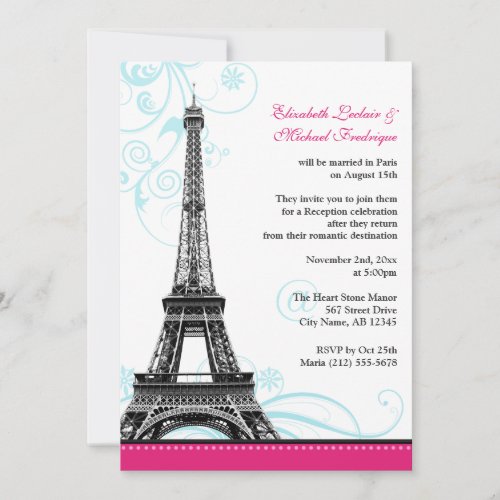 Flourish Eiffel Tower Parisian Reception ONLY Custom Invites
