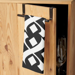 Flourish Elegant Black and White Kitchen Towel