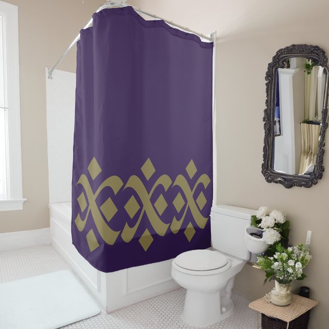 Flourish Elegant Purple and Dark Beige Shower Curtain (Creator Uploaded)