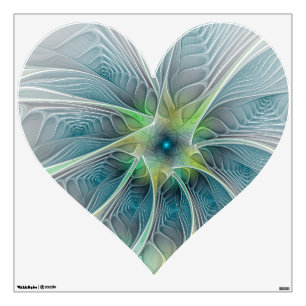 Flourish Fantasy Blue Green Fractal Flower Heart Wall Decal