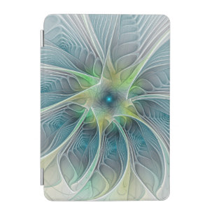 Flourish Fantasy Modern Blue Green Fractal Flower iPad Mini Cover