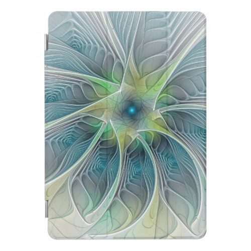 Flourish Fantasy Modern Blue Green Fractal Flower iPad Pro Cover