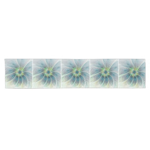 Flourish Fantasy Modern Blue Green Fractal Flower Short Table Runner
