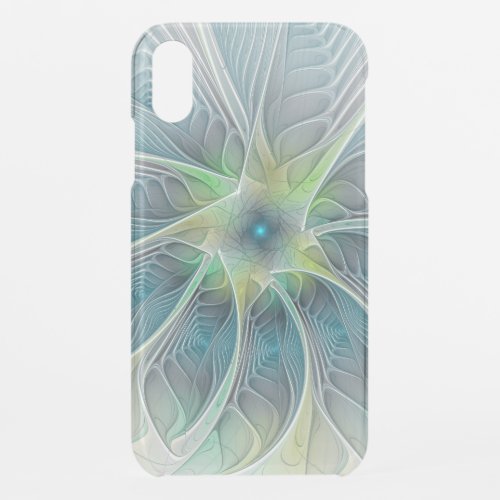 Flourish Fantasy Modern Blue Green Fractal Flower iPhone XR Case