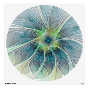 Flourish Fantasy Modern Blue Green Fractal Flower Wall Decal