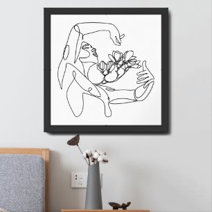 Flourish – Feminine Line Art with Flowers Framed Art