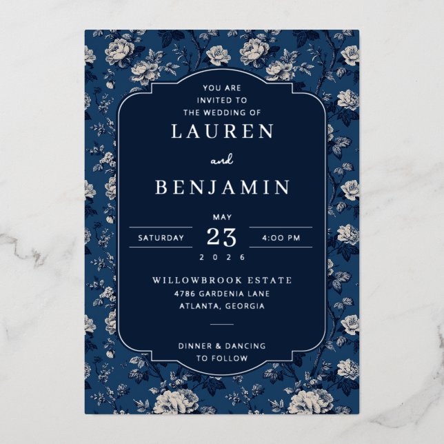 Flourish & Fête Wedding Foil Invitation (Front)