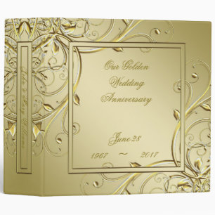 Flourish Gold 50th Wedding Anniversary 3 Ring Binder