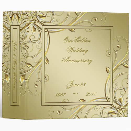Flourish Gold 50th Wedding Anniversary 3 Ring Binder