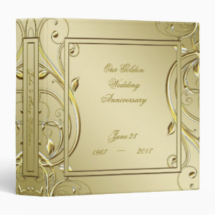 Flourish Gold 50th Wedding Anniversary 3 Ring Binder