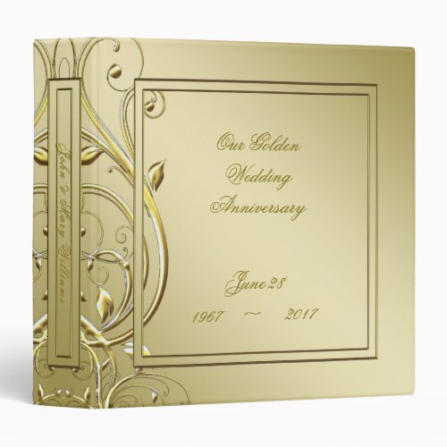 Flourish Gold 50th Wedding Anniversary 3 Ring Binder