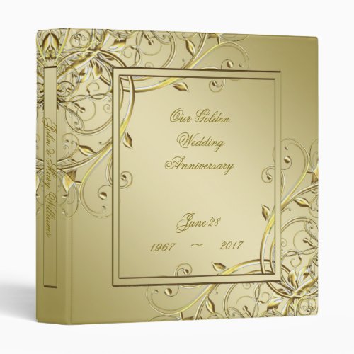 Flourish Gold 50th Wedding Anniversary 3 Ring Binder