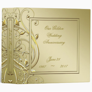 Flourish Gold 50th Wedding Anniversary 3 Ring Binder