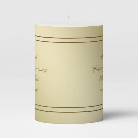 Flourish Gold 50th Wedding Anniversary 3x4 Pillar Candle