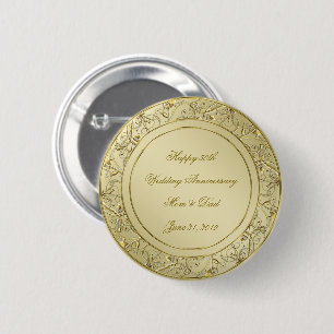 Flourish Gold 50th Wedding Anniversary Button