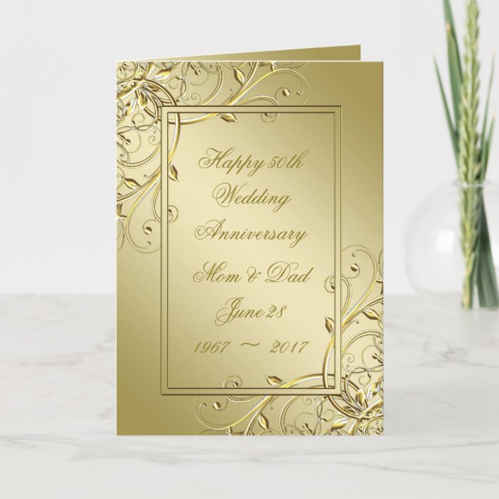 Flourish Gold 50th Wedding Anniversary Card Zazzle Com