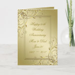 Flourish Gold 50th Wedding Anniversary Card at Zazzle