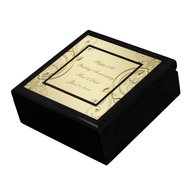 Flourish Gold 50th Wedding Anniversary Gift Box (Side)