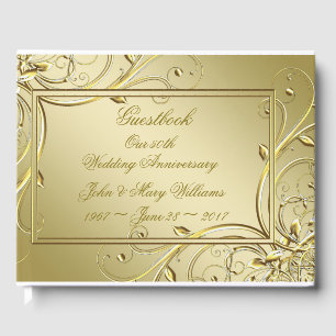 Flourish Gold 50th Wedding Anniversary Guest Book