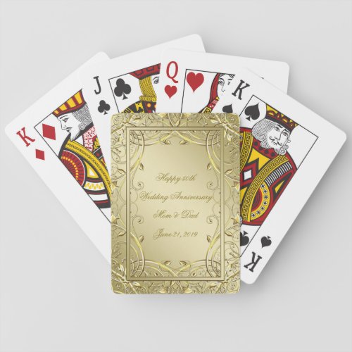 Flourish Gold 50th Wedding Anniversary Playing Cards