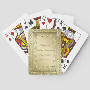 Flourish Gold 50th Wedding Anniversary Poker Cards