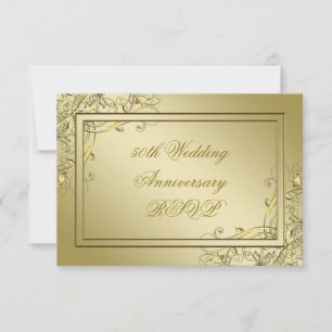 Flourish Gold 50th Wedding Anniversary RSVP Card