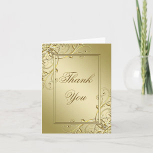 Flourish Gold 50th Wedding Anniversary Thank You Note Card