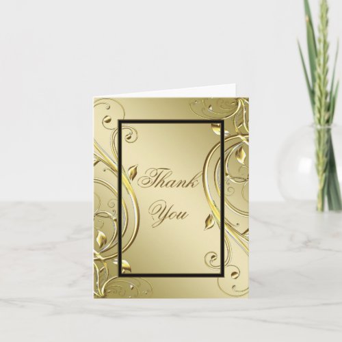 Flourish Gold 50th Wedding Anniversary Thank You Note Card