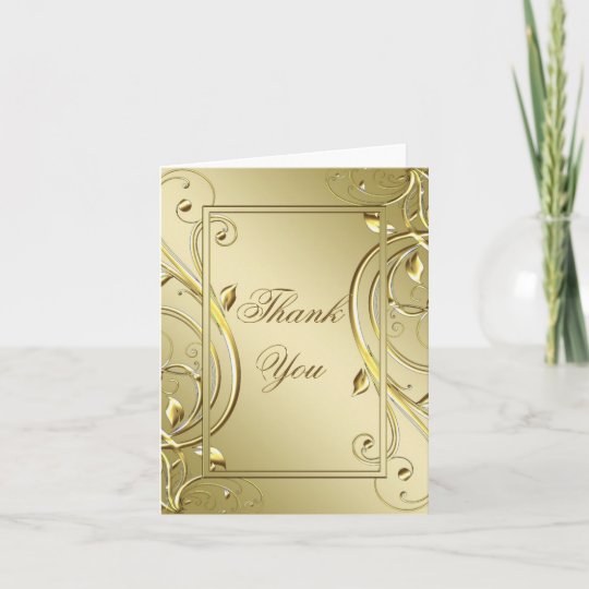 Flourish Gold 50th Wedding Anniversary Thank You Note Card