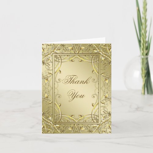 Flourish Gold 50th Wedding Anniversary Thank You Note Card