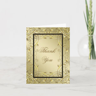 Flourish Gold 50th Wedding Anniversary Thank You Note Card
