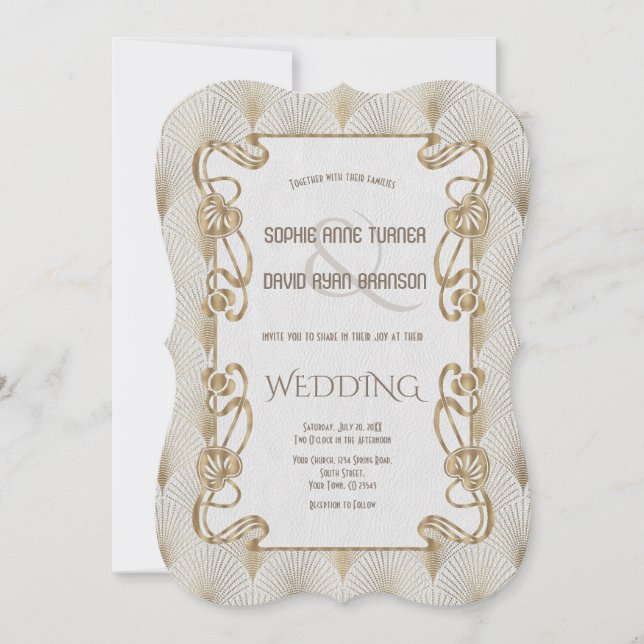 Flourish Gold Art Deco Great Gatsby Wedding Invitation (Front)