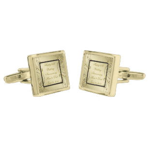 Flourish Gold Black50th Wedding Anniversary Cufflinks