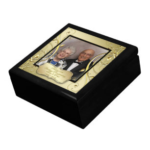 Flourish Gold Black 50th Wedding Anniversary Photo Gift Box