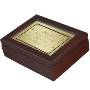 Flourish Gold Black 50th Wedding Anniversary Photo Keepsake Box
