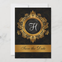 flourish gold monogram wedding save the date