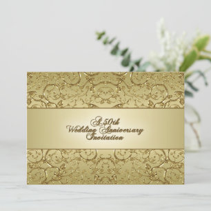 Flourish Golden 50th Wedding Anniversary Invitation