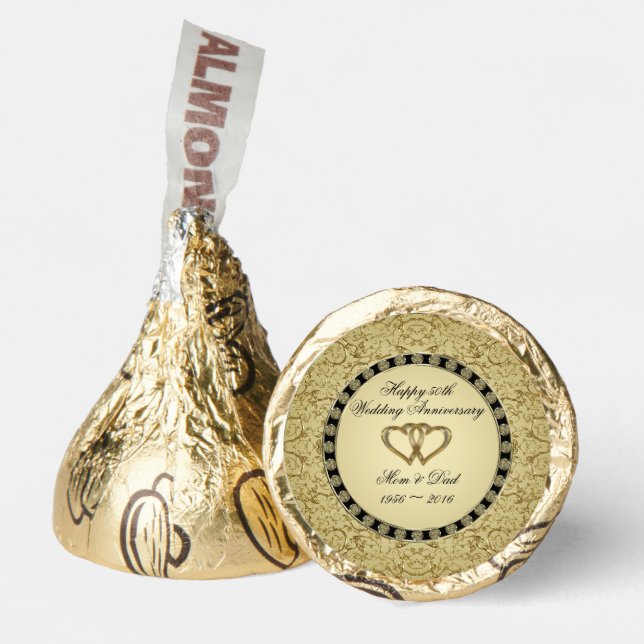 Flourish Golden Wedding Anniversary Hershey®'s Kisses® (Front)