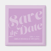 Flourish Lavender Lilac Typography Save the Date Magnet