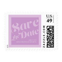 Flourish Lavender Lilac Typography Save the Date Postage